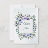 Blauwe Bloemige Plat Bedankkaart (Voorkant)
