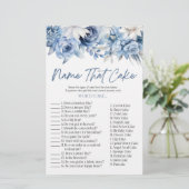 Blauwe Bloemige Raad Die Taart Bruidsfeestje Spel Briefpapier (Staand voorkant)