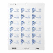 Blauwe bloemige retouradreslabels etiket (Full Sheet)