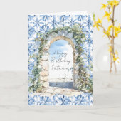 Blauwe Bloemige Siciliaanse Blauwe Luchten Uitzich Kaart (Gele Bloem)