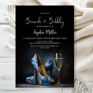 Blauwe Bloemige Stiletto Schoenen Brunch en Champa Kaart