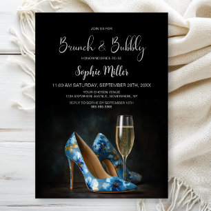 Blauwe Bloemige Stiletto Schoenen Brunch en Mousse Kaart