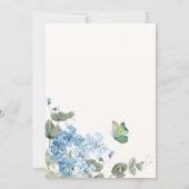 Blauwe bloemige tak vlinders vogel save the date (Achterkant)