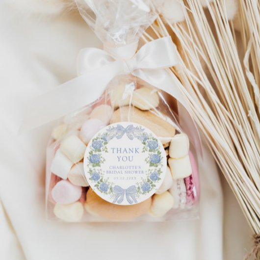 Blauwe Bloemige Theeparty voor de Bruid Ronde Sticker