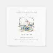 Blauwe Bloemige Theepot Thee Feiten Bruiloft Feest Servet (Voorkant)