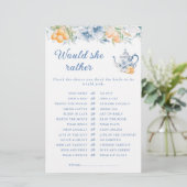 Blauwe bloemige theepot wil ze liever bruidsspel (Staand voorkant)