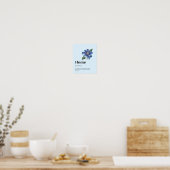 Blauwe Bloemige Thuis Definitie Poster Minimalisti (Keuken)
