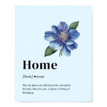 Blauwe Bloemige Thuis Definitie Poster Minimalisti