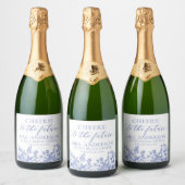 Blauwe Bloemige Toekomst Mrs. Bruiloft Wine Etiket (Flessen)