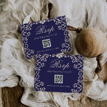 Blauwe Bloemige Trouw QR