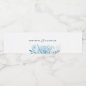 Blauwe Bloemige Trouw Waterverf Persoonlijk Waterfles Etiket (Enkel label)