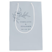 Blauwe bloemige trouwcadeautas medium cadeauzakje (Voorkant)