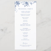 Blauwe Bloemige Victoriaanse Klassieke Bruiloft Programmakaart (Achterkant)