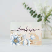Blauwe bloemige Vintage bedankkaart Briefkaart (Staand voorkant)