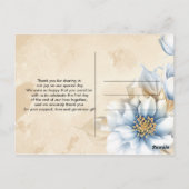 Blauwe bloemige Vintage bedankkaart Briefkaart (Achterkant)