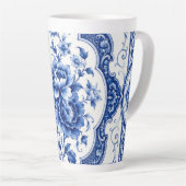 Blauwe bloemige vintage Latte mok (Rechterhoek)
