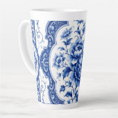 Blauwe bloemige vintage Latte mok (Linkerhoek)