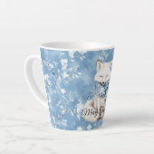 Blauwe Bloemige Vos Kerst Latte Mok (Linkerhoek)