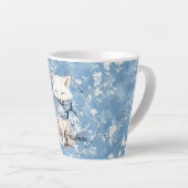 Blauwe Bloemige Vos Kerst Latte Mok (Rechterhoek)