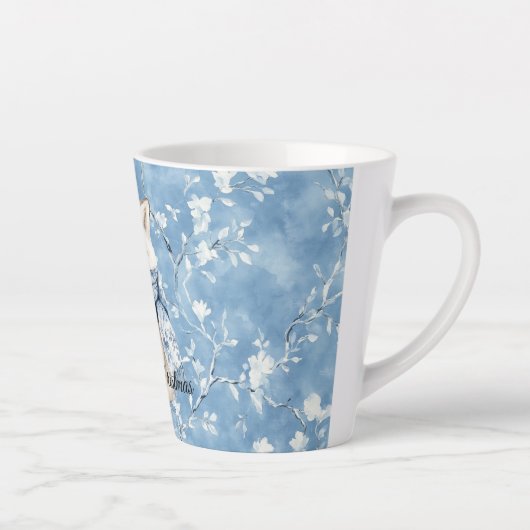 Blauwe Bloemige Vos Kerst Latte Mok (Rechts)