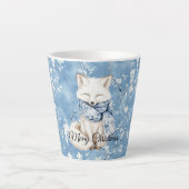 Blauwe Bloemige Vos Kerst Latte Mok (Voorkant)