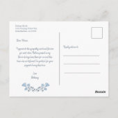 Blauwe bloemige waterverf bedankt briefkaart (Achterkant)