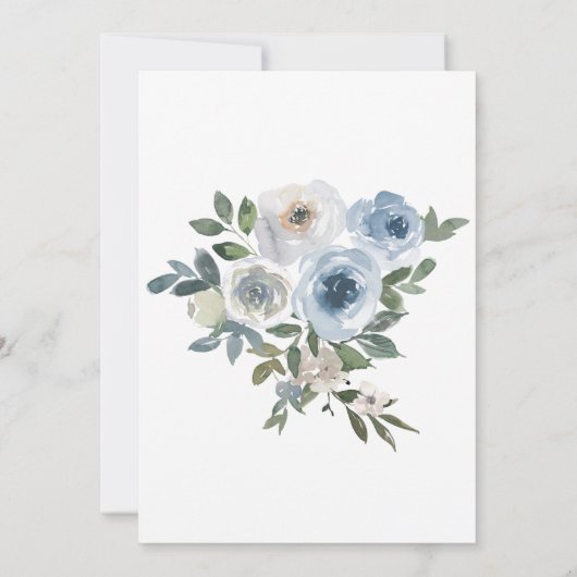 Blauwe Bloemige Waterverf Bruidsdouche Uitnodiging (Achterkant)