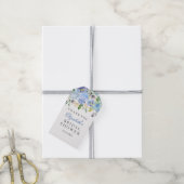 Blauwe Bloemige Waterverf Bruiloftsshower Cadeauta Cadeaulabel (Met Touw)