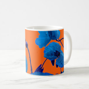 Blauwe bloemige waterverf klaproos bloemen zomer z koffiemok