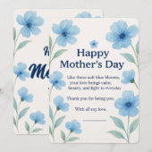 Blauwe bloemige waterverf Moederdag kaart cadeau (Voorkant / Achterkant)