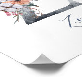Blauwe Bloemige Waterverf Monogram Z Achternaam Po Poster (Hoek)