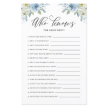 Blauwe Bloemige Wie Kent de Bruid het Best Shower 