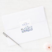 Blauwe Bloemige Wilde Bloem Bruidsdouche Vierkante Sticker (Envelop)