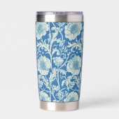 Blauwe Bloemige William Morris Elegante Monogram Geïsoleerde Drinkbeker (Achterkant)