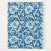 Blauwe Bloemige William Morris Elegante Monogram Planner (Achterkant)