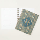 Blauwe Bloemige William Morris Elegante Monogram Planner (Display)