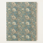 Blauwe Bloemige William Morris Elegante Monogram Planner (Achterkant)