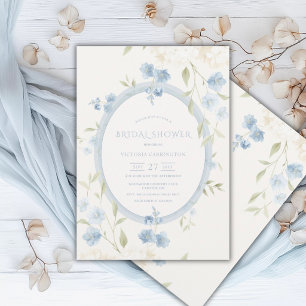Blauwe Bloemige Witte Hortensia's Elegante Bruilof Kaart