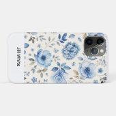 Blauwe Bloemige Witte Waterverf Case-Mate iPhone Case (Achterkant (horizontaal))