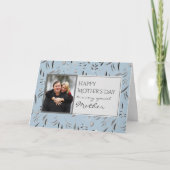 Blauwe bloemige Zalige Moederdag MOEDER Foto Kaart (Voorkant)