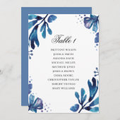 Blauwe bloemige zitplaats. Plan voor de marinebrui Kaart (Voorkant / Achterkant)