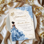 Blauwe bloemjurk Quinceañera Kaart