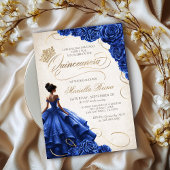 Blauwe bloemjurk Quinceañera Kaart