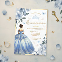 Blauwe bloemjurk Vlinder Quinceañera 