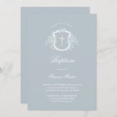 blauwe bloemkam | uitnodiging tot doop (Voorkant / Achterkant)