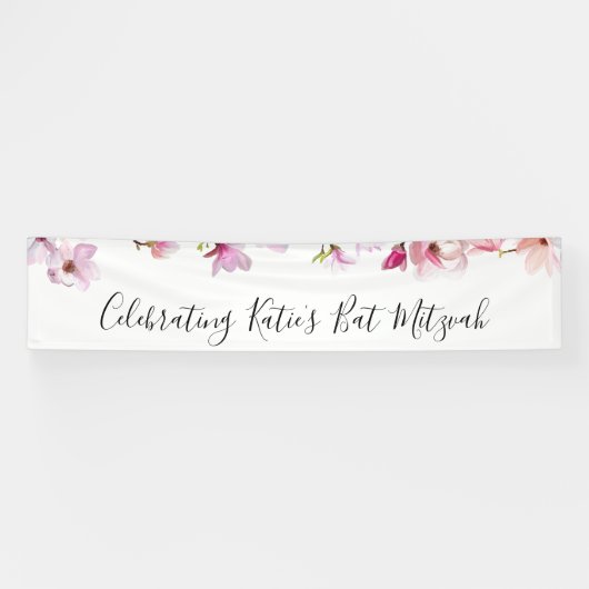 Blauwe Bloemknuppel Mitswa Celebration Banner (Horizontaal)