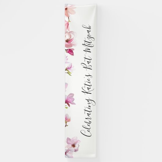 Blauwe Bloemknuppel Mitswa Celebration Banner (Verticaal)