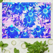 Blauwe bloemkracht kunst theedoek (Gevouwen)