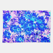 Blauwe bloemkracht kunst theedoek (Horizontaal)
