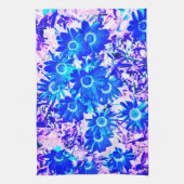 Blauwe bloemkracht kunst theedoek (Verticaal)